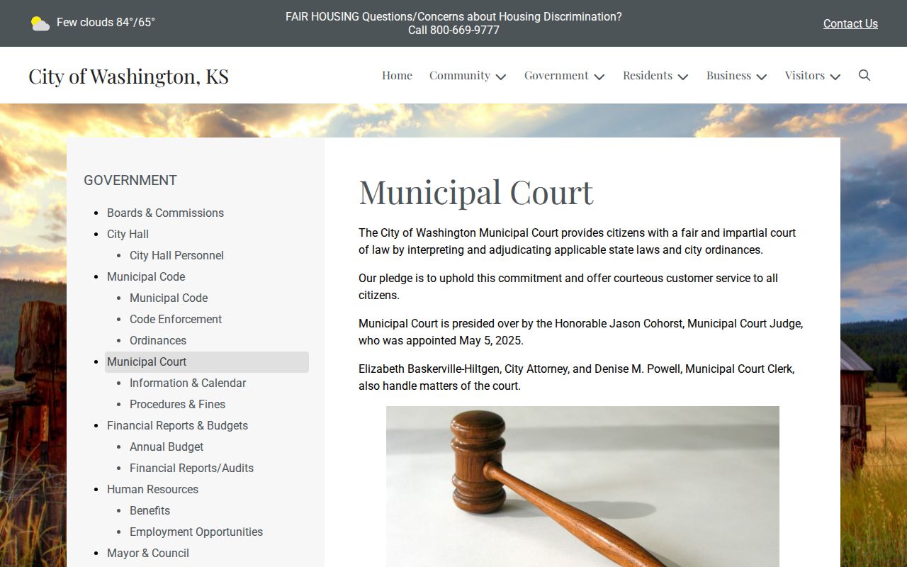 Washington court docket municipal court roles