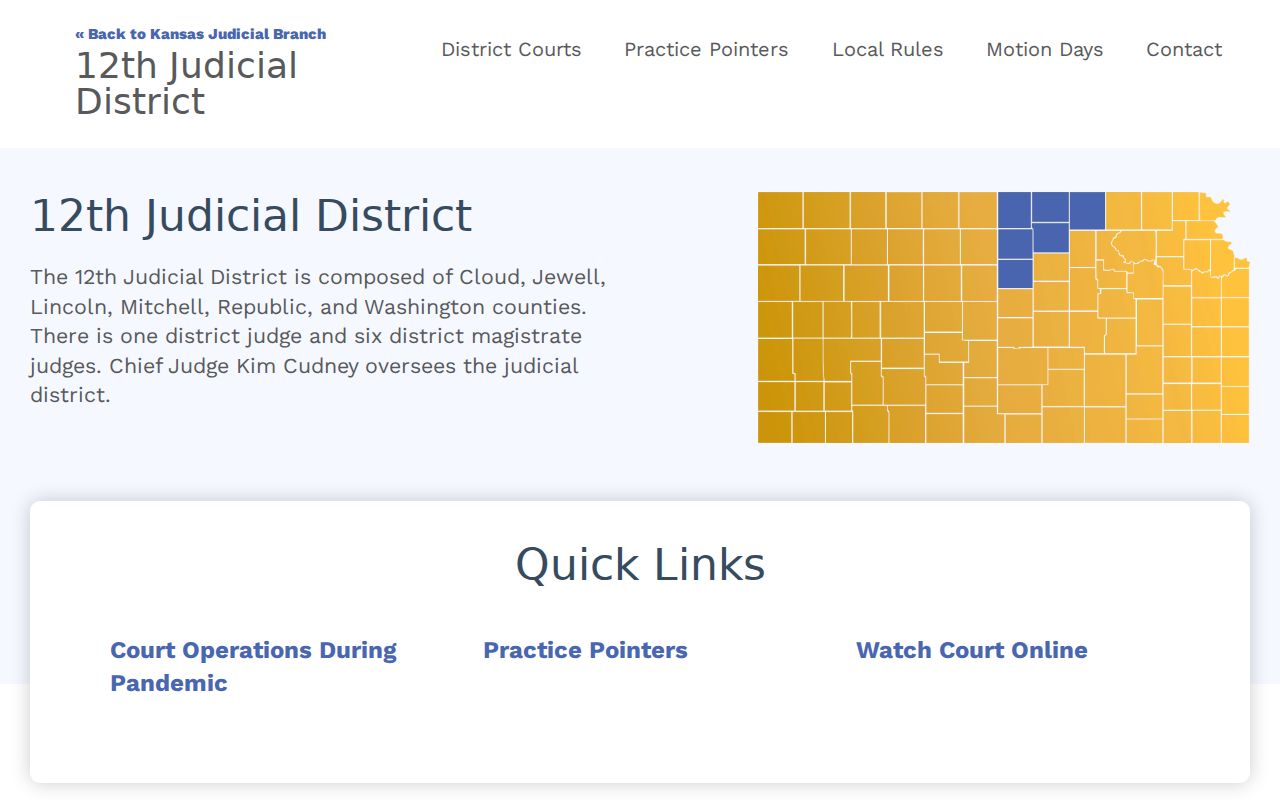 Official Twelfth Judicial District court information for Washington County